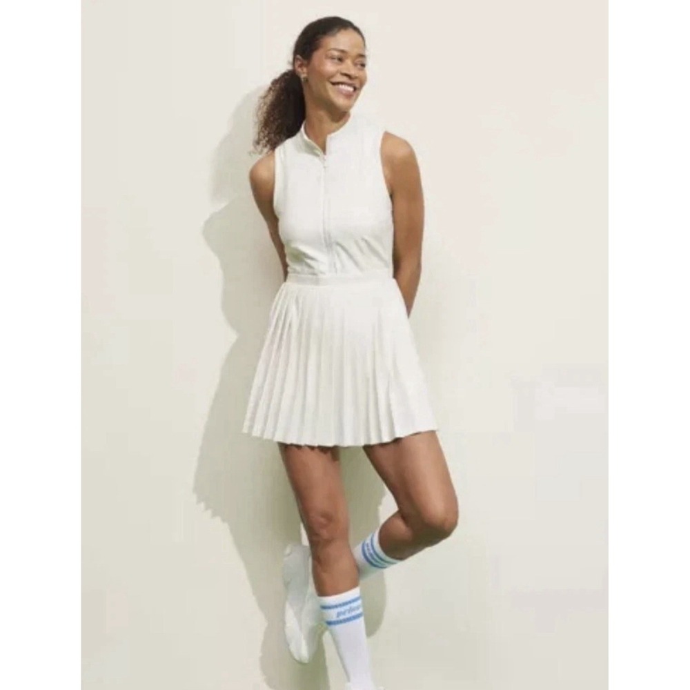 NEW PRINCE Pickleball Dress XS Pleated Shorts Underneath Athleisure Zip Up IVORY